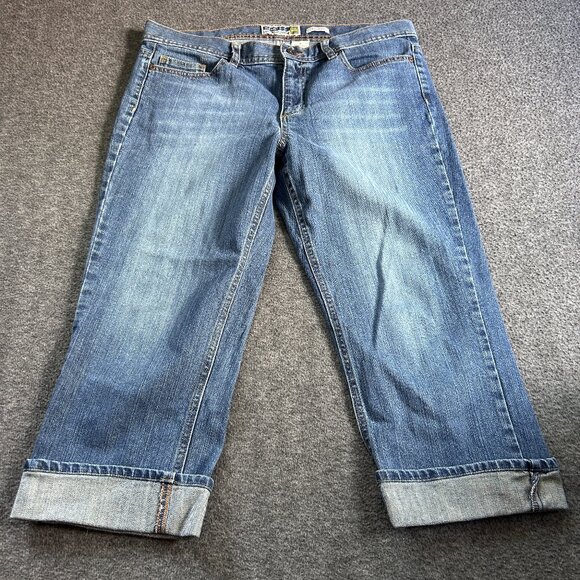 Old Navy Womens Low Waist Cuffed Hem Blue Denim Stretch Capri Jeans Size 12 2005 - Picture 1 of 13